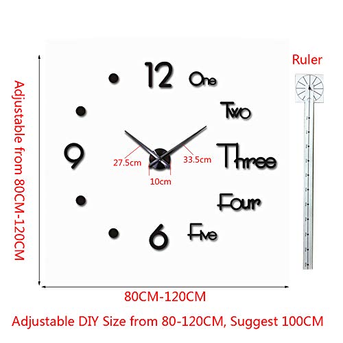Fashion In The City Large 3D Frameless Wall Clock Stickers Diy Wall Decoration For Living Room Bedroom Office (Black) #TOP1