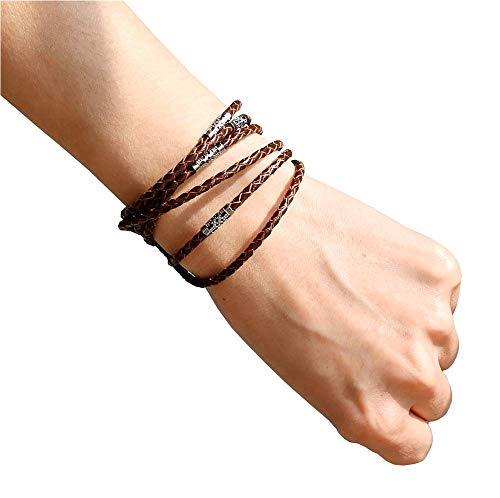Genuine Leather Bands Compatible With Fitbit Inspire Hr/Fitbit Inspire/Fitbit Inspire 2/Fitbit Ace 2 Band Premium Cowhide Necklace Double Loop Two Way Strap Pendant Bracelet For Smartwatch- Brown #TOP3
