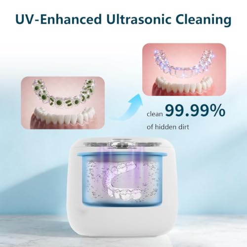 Image of Ultrasonic Denture Cleaner, with Portable UV Light for Home & Travel, White