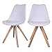 Selsey UMBRETA - Lot de 2 chaises scandinaves (Blanc, Pieds en Bois, galettes d’Assise tapissées)