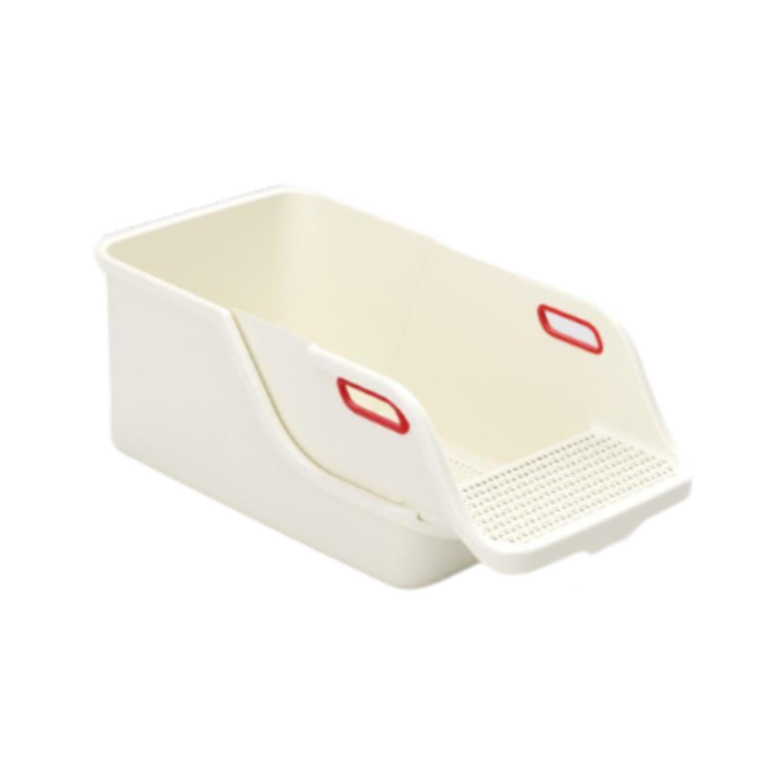 Caja de Arena para Gato Tipo Semi Cerrado con Paredes Elevadas Base Desmontable Filtro de Arena Indicada para Mascotas Pequeñas Gatos Conejos Hámster, Blanco