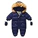 Bebé Mono Invierno para Recién Nacido Mameluco de Manga Larga y Capucha con Botines y Guantes Traje de Nieve con Relleno de Algodón Ropa de Una Pieza para Niños Niñas (Azul, 6-9 Meses)