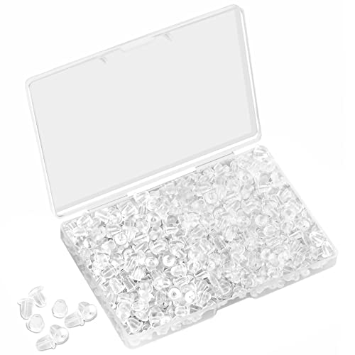 Silicone Earring Backs, 1200pcs Earring Backings Rubber, Soft Clear Ear Back Pads Backstops Bullet Clutch Stopper Replacement For Earring Studs Hoops, Diameter 4mm