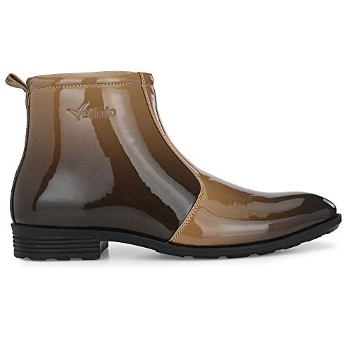 Image of Vellinto Royal Look Shoes for Men ll Casual Shoes for Men ll Patent Leather Zip /Chain Boots for Men