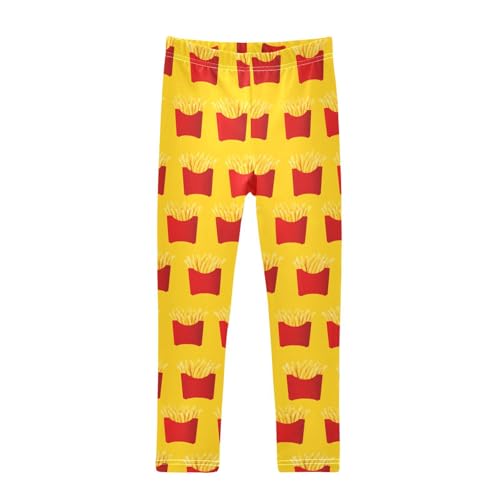 Girls Leggings Size 4T Fries Vivid Yellow Soft Stretchy Pants Breathable Girl Clothes for Workout School