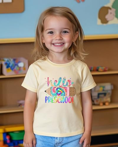 Image of First Day of Preschool Shirt Pre K Shirts for Girls Boys Toddler Kids 1st Day of Kindergarten Gift Cotton Tee 2T-7Y