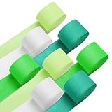 【Value Green Crepe Paper Roll Pack】Package includes green crepe papers (2 rolls), light green crepe paper (2 rolls), dark green (2 rolls), white streamers (2 rolls), 8 pieces in total. Each streamer measures about 1.8 inch/ 4.5 cm wide, 82 feet/ 25 m...