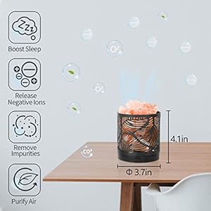 Sunya himalayan salt lamp metal basket with 5 led bulbs pink rock salt lamp night light with usb power cable box package sand sea  urban country home decor