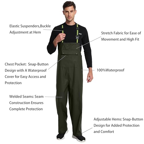 Men's Workwear PRO Rain Suit - Waterproof Jacket and Bib Pants 3-piece Set for Ultimate Safety and Comfort4
