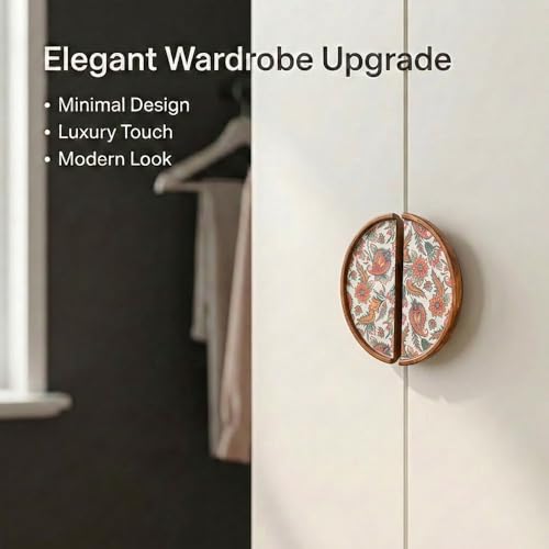 Image of Teak Wood Wooden Wardrobe Handle /Cabinet Handle /Wardrobe Door Pull Handle (6 x 3 Inch) Natural Wood Finish - Model 5031-| 3 Years Warranty |