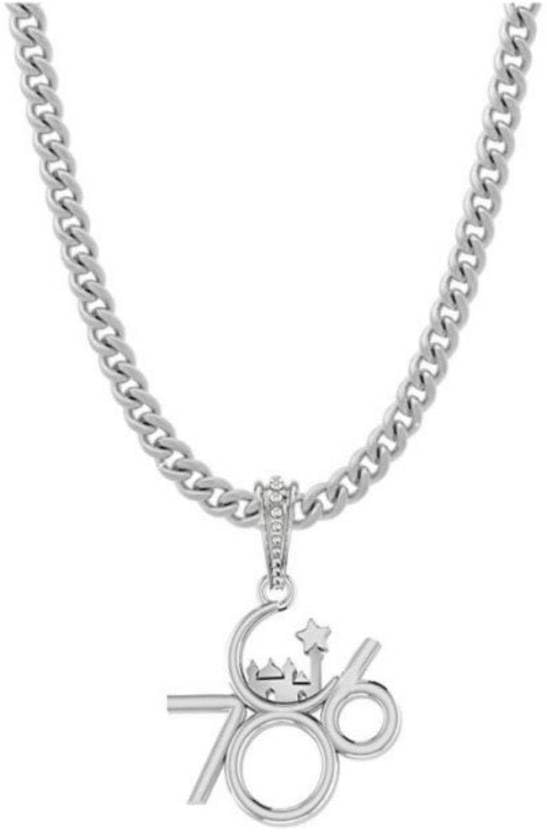 Pendentif en argent sterling 925 religieux 786 avec sa chaîne gourmette raffinée
