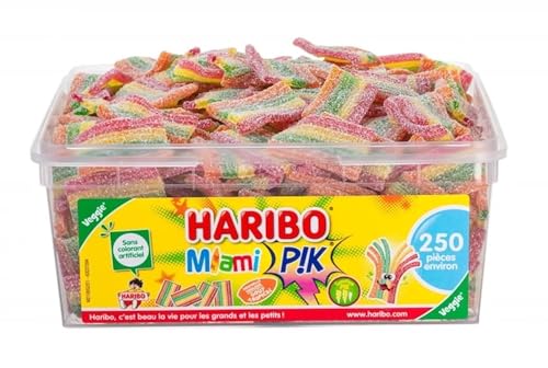HARIBO - Miami PIK - Bonbons Piquants - Sans Colorants Artificiels & Sans Gélatine - Boîte De 250...