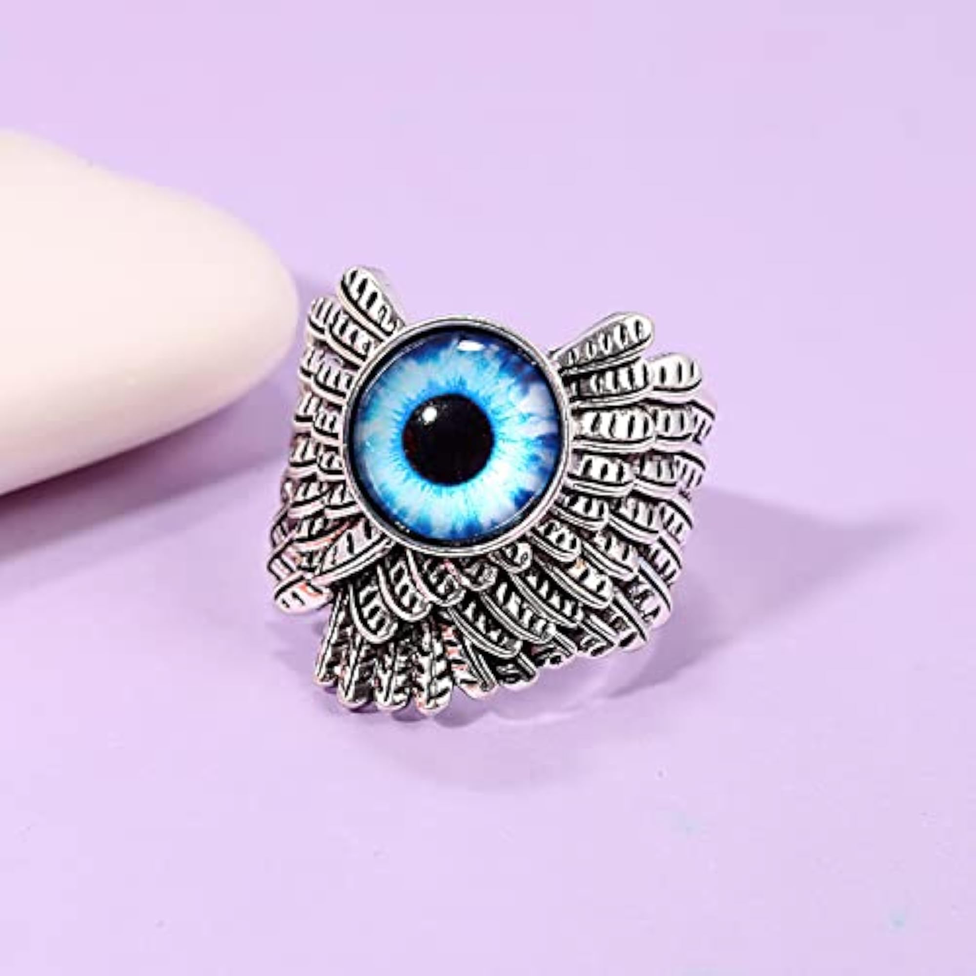 Evil Eye Silver Chain Pendant with Bracelet and Ring Combo