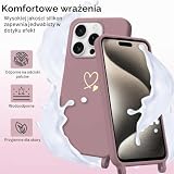 Yichxu Etui na telefon z łańcuszkiem dla iPhone 15 Pro Max z paskiem, zdobienie w kształcie serca, naszyjnik, etui z łańcuszkiem do zawieszenia, sznurkowe, odporne na wstrząsy etui z łańcuszkiem