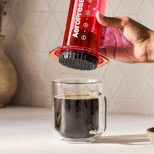 image for AeroPress Clear Red Coffee Press - All-in-One French Press, Pour-Over 