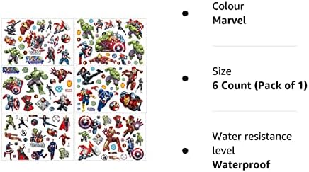 Marvel Temporary Tattoo Set, 6 Sheets Avenger Fake Waterproof Temporary Tattoos Sticker for Boy Girl Teens Birthday Party Bags Fillers Favors Supplies Gifts Goodies Decoration