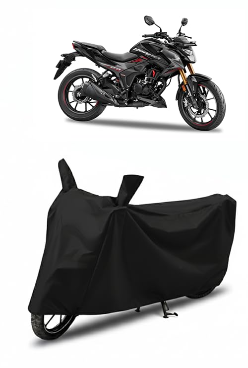 Image of DRAKOWISH Waterproof Bike Cover for Honda Hornet 2.0 All Weather Protection from Rain, Dust, UV Rays & Scratches with Mirror Pockets & Buckle Belt