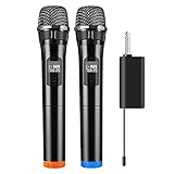 Wireless Microphone, Dual Portable Handheld Dynamic Karaoke Microphone with Rechargeable Receiver,...