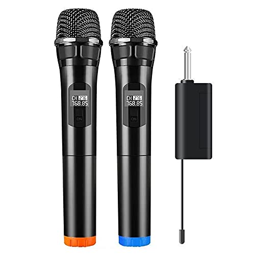 Wireless Microphone, Hafone Dual Handheld Dynamic Mic Karaoke System with Rechargeable Receiver, 160 ft Range, 1/4â€˜â€™ï¼†1/8â€˜â€™Output, Wireless Microphones Cordless Microphones for Singing, DJ, Party