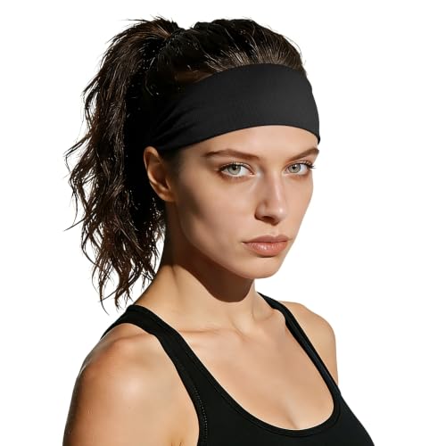 Image of ROCKTAKIN 5 Pack Running Headbands, Moisture Wicking Non-Slip Wide Elastic Sweatbands, Athletic Workout Sports Headbands for Men & Women, Running Cycling Basketball