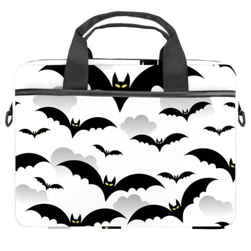 Sacoche ordinateur portable 13 pouces Halloween avec bandoulière et motif chauve-souris