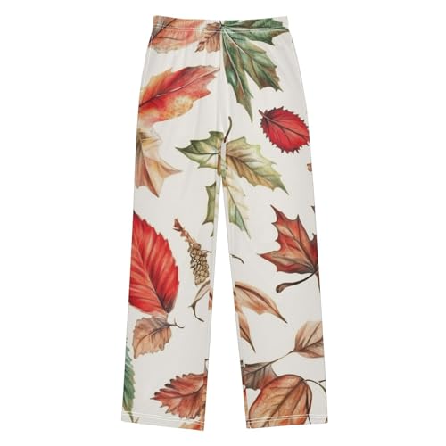 ZZXXB Maple Leaves Pattern Boys Long Pants Soft Trousers Elastic Waist Kids Lounge Bottoms with Pockets S-XL