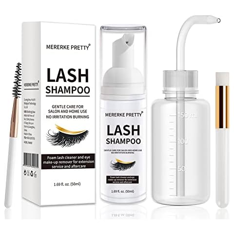 Eyelash Extension Cleanser 50 ml + Brushes + Rinse Bottle Eyelid Foaming Cleanser, Lash Foam Shampoo for Extensions and Natural Lashes, Makeup Remover For Salon and Home Use Cover