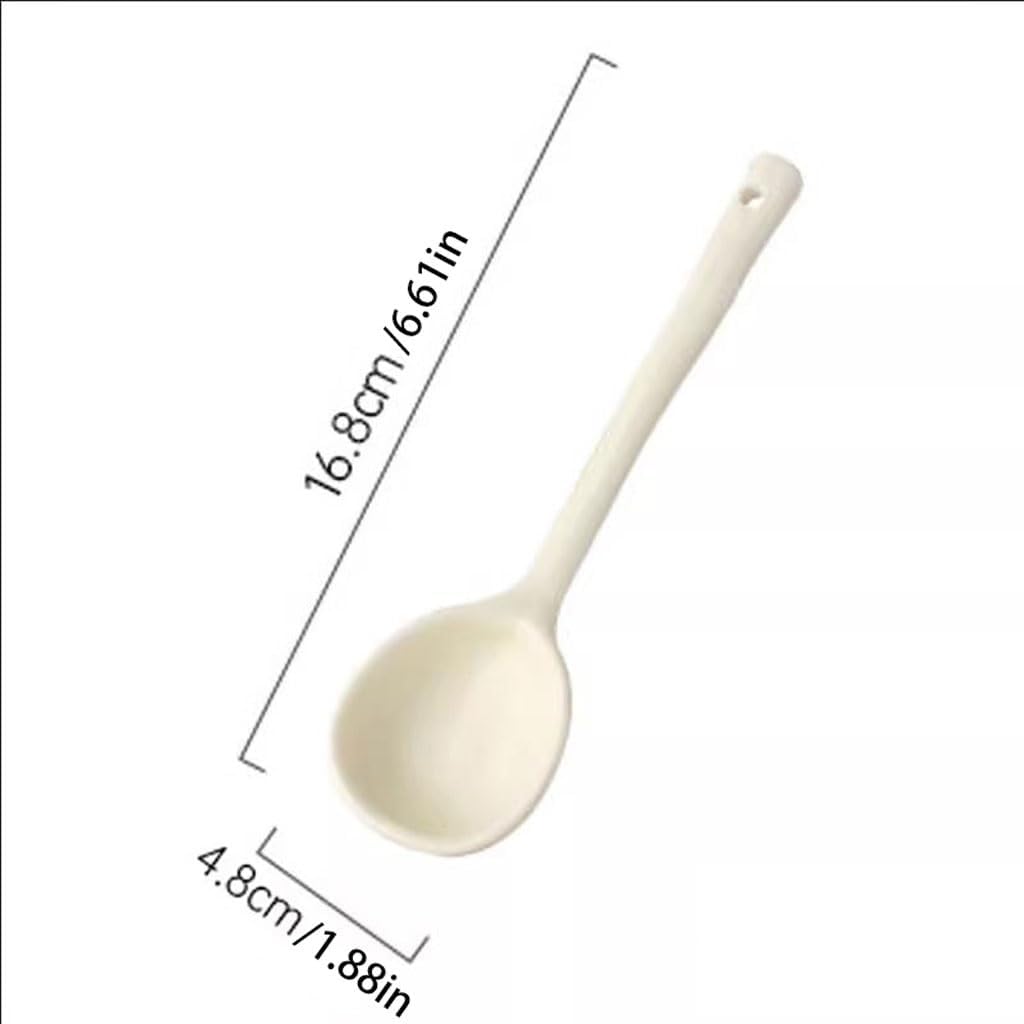 Spoons,soup spoons,Spoons for Cooking Kitchen Irregular Shape Ceramic Spoon Household Long-handled Rice Spoon Restaurant Kitchen Spoon Dinner Spoon Teaspoons(Color:A)(Pink)