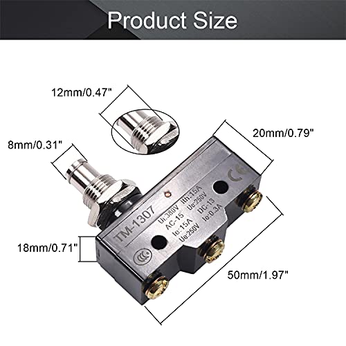 Fielect Tm-1307 Spdt 1No 1Nc Panel Mount Snap Button Type Micro Limit Switch Screw Terminals #TOP1