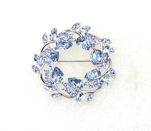 Image of Faship Gorgeous Rhinestone Crystal Floral Wreath Brooch Pin