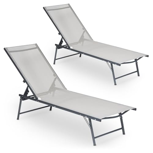 Mc Haus Pack de 2 tumbonas Gris Dana Dark Grey para jardín y terraza ergonómicas