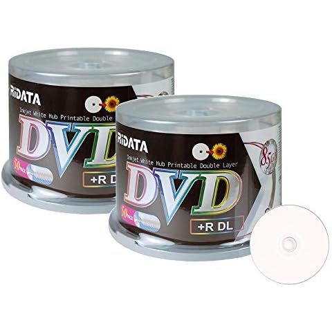 100 Pack Ridata DVD+R DL Dual Layer 8X 8.5GB DVD Plus R Double Layer White Inkjet Hub Printable Blank Media Data Movie Game Recordable Disc Cover