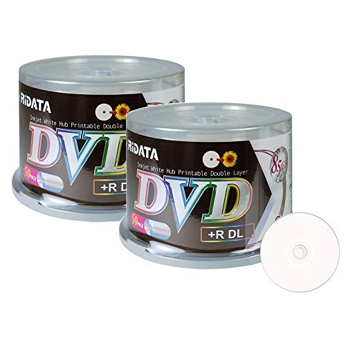 100 Pack Ridata Dvd+R Dl Dual Layer 8X 8.5Gb Dvd Plus R Double Layer White Inkjet Hub Printable Blank Media Data Movie Game Recordable Disc #TOP6