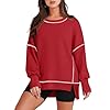 RUBZOOF Womens Casual Crewneck Sweatshirts Long Sleeve Oversized Trendy Contrast Stitching Fall Pullover Tops
