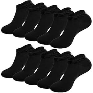 TANSTC Sneakersokken voor dames en heren, 10 paar, maat 43-46, 39-42, 35-38, 47-50, ademende loopsokken, katoen, zwart, wit, grijs, korte sokken