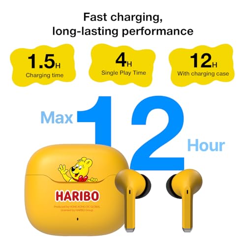 Image of DCHK Haribo Wireless Earbuds, Bluetooth 5.3 TWS, 13mm Bass Driver, ENC Noise Reduction, IPX4, USB-C Charging, Gummy Bear Style
