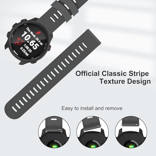 Image of Tobfit 20mm Straps Compatible with Garmin Forerunner 165 /165 Music, Forerunner 55 /158,245 /245 Music, 645 /645 Music Band for Women Men, Silicone Strap for Garmin Watch