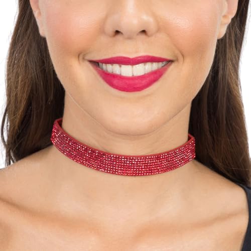 Chaks - Strass Choker Damen, verstellbares Glitzer Halsband, breite Halskette als Party Accessoire für Festival & Karneval