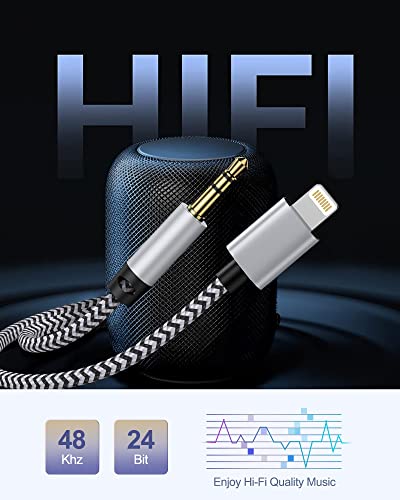 Image of iPhone Aux Cord, [2pack /3ft] Lightning to 3.5mm Audio Auxiliary Cable for iPhone 14 13 12 11 Pro Max Xs Xr 8 7 Plus, iPad Mini, Male to Male Braided Apple Ox Wire for Car Stereo, Speaker, Headphone | [2Pack /3FT] Male to Male Braided Auxiliary Cable for Apple 11 Pro /XR /XS /8 /7 Plus, iPad Mini, Car Stereo, Speaker, Home Audio