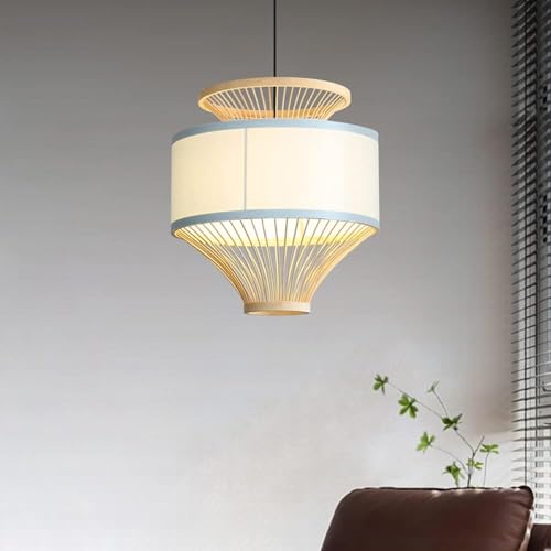 Suspension en Bambou Tissé Main Style Chinois Éclairage Premium