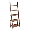 Bookshelf ladder shelf storage rack multipurpose bamboo organizer shelves furniture for home office living room kitchen office 5 tier brown  urban country home decor
