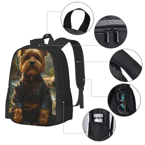 Commuter Unisex Dog Monk Meditation Zen Backpack Spacious Compartments for Work Essentials Casual Outings & Trips 17 Inch4