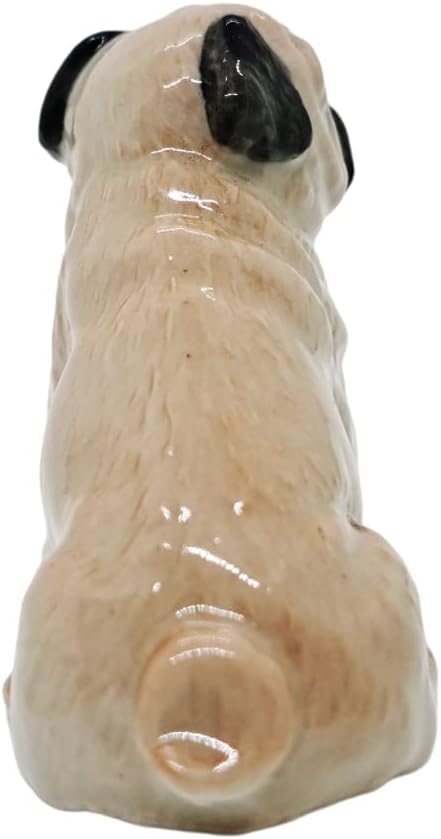 WitnyStore Tiny 2" Brown Sitting Look Right Pug Wrinkly Face Dog Figurine - Miniature Hand Made Painted Ceramic Dogs Puppy Hound Canine Animals Cute Porcelain Decorative Collectible Figure Décor Gifts image 5
