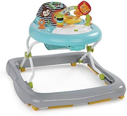 Bright Starts, Zig Zag Zebra Baby Walker with Removable Activity Toy Station, Adjustable Height, Easy-Fold Frame for Storage, Easy to Clean, Ages 6 months +