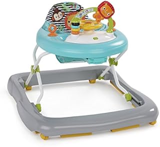 Bright Starts, Zig Zag Zebra Baby Walker with Removable Activity Toy Station, Adjustable Height, Easy-Fold Frame for Storage, Easy to Clean, Ages 6 months +