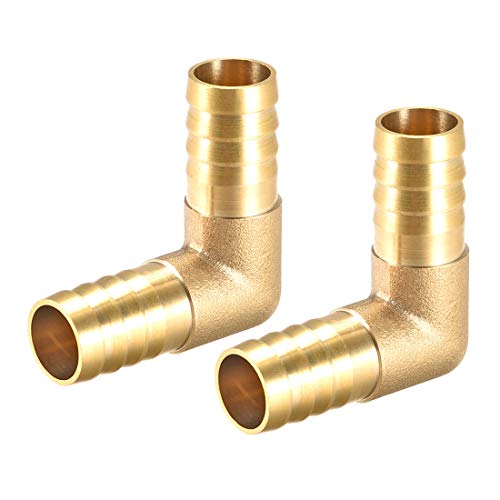 uxcell 14mm Barb Brass Hose Fitting 90 Degree Elbow Pipe Connector Coupler Tubing Adapter 2pcs