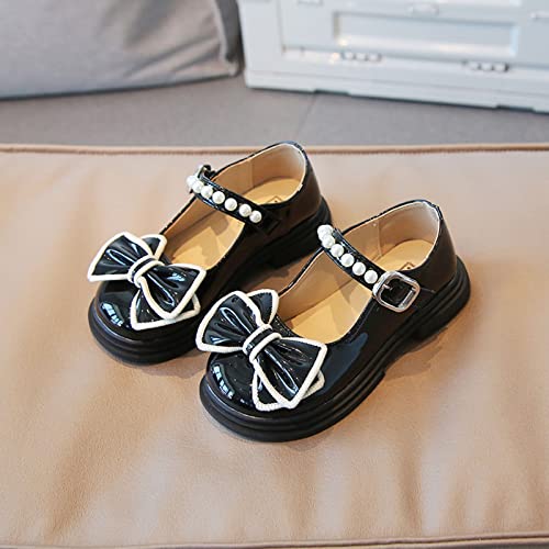 Girls Dress Shoes Size 12 Fashion Autumn Girls Casual Shoes Thick Sole Round Toe Bow Pearl Buckle Cute Simple2