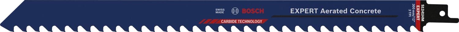 Bosch Blue Professional 10X Expert ‘Aerated Concrete’ S 1241 Hm Reciprocating Saw Blade (For Aerated Concrete, Length 300 Mm, Accessories Reciprocating Saw)