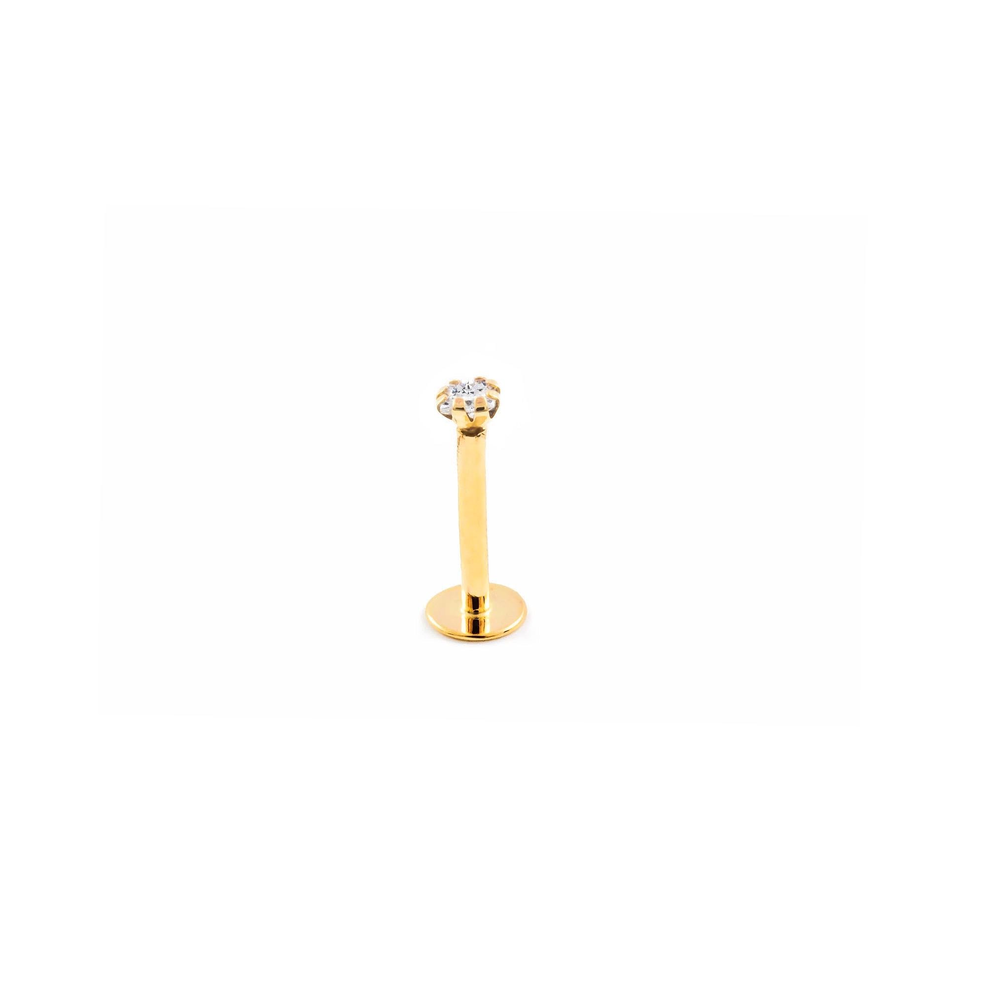 Monde Petit Piercing für Lippe Zirkon 2x2 - Gelbgold 9 Karat (375) - Geschenkbox - Garantiezertifikat