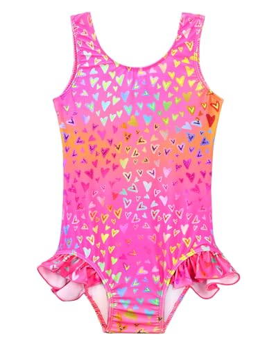 Image of Snowheart Girls Bathing Suit Toddler Swimsuit Girl Hawaiian Floral Ruffle One-Piece Breathable Swimwear 4-10T